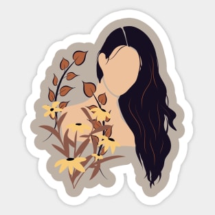 Abstract Woman and Flowers Sticker